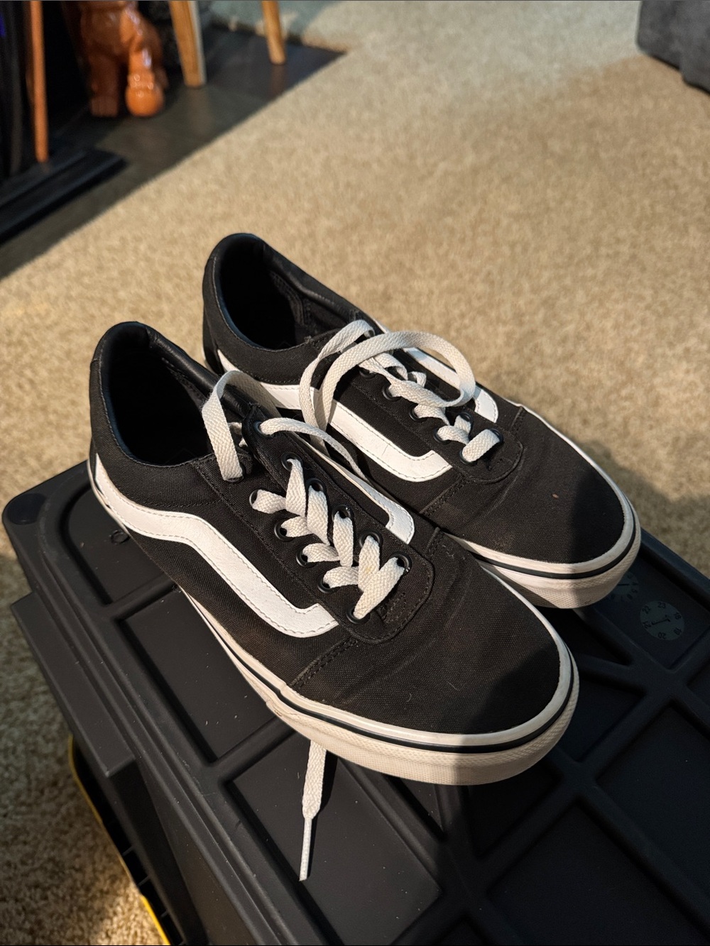 Vans Women's Black and White Old Skool Canvas Sneakers